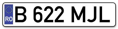 Placuta inmatriculare numar auto  B-622-MJL, B 622 MJL, B622MJL