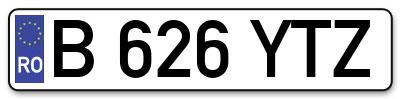 Placuta inmatriculare numar auto  B-626-YTZ, B 626 YTZ, B626YTZ