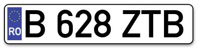 Placuta inmatriculare numar auto  B-628-ZTB, B 628 ZTB, B628ZTB