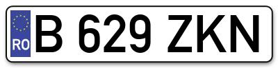 Placuta inmatriculare numar auto  B-629-ZKN, B 629 ZKN, B629ZKN