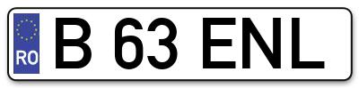 Placuta inmatriculare numar auto  B-63-ENL, B 63 ENL, B63ENL
