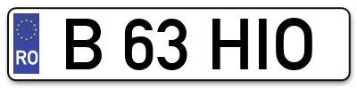 Placuta inmatriculare numar auto  B-63-HIO, B 63 HIO, B63HIO