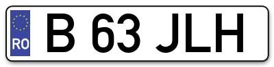 Placuta inmatriculare numar auto  B-63-JLH, B 63 JLH, B63JLH