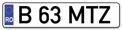 Placuta inmatriculare numar auto  B-63-MTZ, B 63 MTZ, B63MTZ