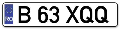 Placuta inmatriculare numar auto  B-63-XQQ, B 63 XQQ, B63XQQ