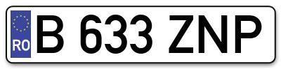 Placuta inmatriculare numar auto  B-633-ZNP, B 633 ZNP, B633ZNP