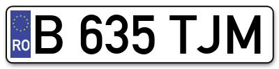 Placuta inmatriculare numar auto  B-635-TJM, B 635 TJM, B635TJM