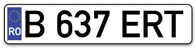 Placuta inmatriculare numar auto  B-637-ERT, B 637 ERT, B637ERT