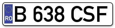 Placuta inmatriculare numar auto  B-638-CSF, B 638 CSF, B638CSF