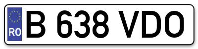 Placuta inmatriculare numar auto  B-638-VDO, B 638 VDO, B638VDO