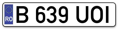 Placuta inmatriculare numar auto  B-639-UOI, B 639 UOI, B639UOI