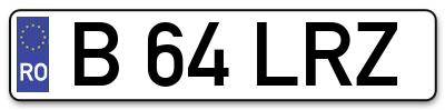 Placuta inmatriculare numar auto  B-64-LRZ, B 64 LRZ, B64LRZ
