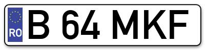 Placuta inmatriculare numar auto  B-64-MKF, B 64 MKF, B64MKF