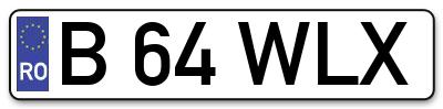Placuta inmatriculare numar auto  B-64-WLX, B 64 WLX, B64WLX