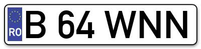Placuta inmatriculare numar auto  B-64-WNN, B 64 WNN, B64WNN