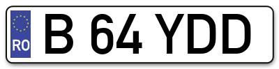 Placuta inmatriculare numar auto  B-64-YDD, B 64 YDD, B64YDD
