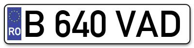Placuta inmatriculare numar auto  B-640-VAD, B 640 VAD, B640VAD