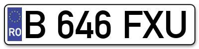 Placuta inmatriculare numar auto  B-646-FXU, B 646 FXU, B646FXU