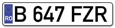 Placuta inmatriculare numar auto  B-647-FZR, B 647 FZR, B647FZR