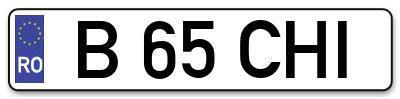 Placuta inmatriculare numar auto  B-65-CHI, B 65 CHI, B65CHI