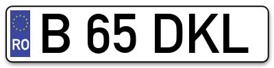Placuta inmatriculare numar auto  B-65-DKL, B 65 DKL, B65DKL