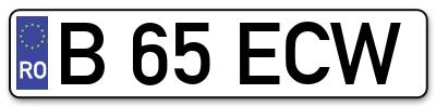 Placuta inmatriculare numar auto  B-65-ECW, B 65 ECW, B65ECW