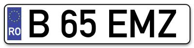 Placuta inmatriculare numar auto  B-65-EMZ, B 65 EMZ, B65EMZ