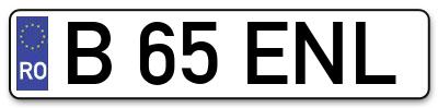 Placuta inmatriculare numar auto  B-65-ENL, B 65 ENL, B65ENL