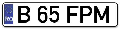 Placuta inmatriculare numar auto  B-65-FPM, B 65 FPM, B65FPM