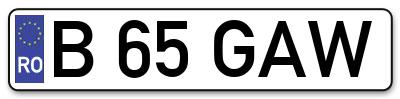 Placuta inmatriculare numar auto  B-65-GAW, B 65 GAW, B65GAW