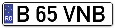 Placuta inmatriculare numar auto  B-65-VNB, B 65 VNB, B65VNB