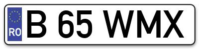 Placuta inmatriculare numar auto  B-65-WMX, B 65 WMX, B65WMX
