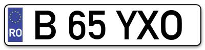 Placuta inmatriculare numar auto  B-65-YXO, B 65 YXO, B65YXO