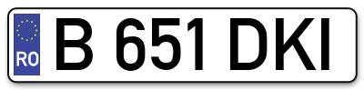 Placuta inmatriculare numar auto  B-651-DKI, B 651 DKI, B651DKI