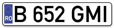 Placuta inmatriculare numar auto  B-652-GMI, B 652 GMI, B652GMI