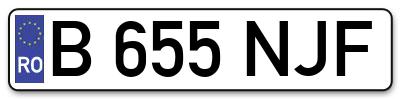 Placuta inmatriculare numar auto  B-655-NJF, B 655 NJF, B655NJF