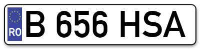 Placuta inmatriculare numar auto  B-656-HSA, B 656 HSA, B656HSA