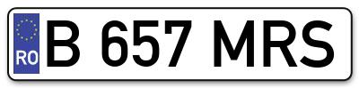 Placuta inmatriculare numar auto  B-657-MRS, B 657 MRS, B657MRS