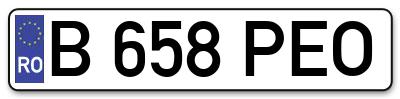 Placuta inmatriculare numar auto  B-658-PEO, B 658 PEO, B658PEO