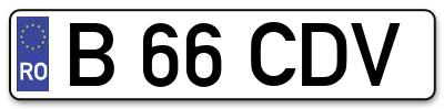 Placuta inmatriculare numar auto  B-66-CDV, B 66 CDV, B66CDV