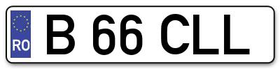 Placuta inmatriculare numar auto  B-66-CLL, B 66 CLL, B66CLL