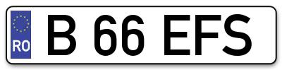 Placuta inmatriculare numar auto  B-66-EFS, B 66 EFS, B66EFS