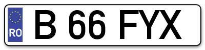 Placuta inmatriculare numar auto  B-66-FYX, B 66 FYX, B66FYX