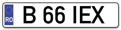 Placuta inmatriculare numar auto  B-66-IEX, B 66 IEX, B66IEX