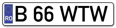 Placuta inmatriculare numar auto  B-66-WTW, B 66 WTW, B66WTW