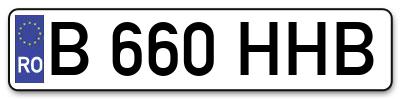 Placuta inmatriculare numar auto  B-660-HHB, B 660 HHB, B660HHB