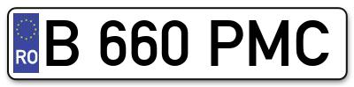 Placuta inmatriculare numar auto  B-660-PMC, B 660 PMC, B660PMC