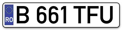 Placuta inmatriculare numar auto  B-661-TFU, B 661 TFU, B661TFU