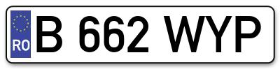 Placuta inmatriculare numar auto  B-662-WYP, B 662 WYP, B662WYP