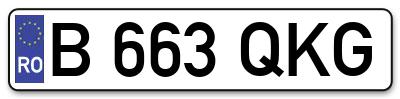 Placuta inmatriculare numar auto  B-663-QKG, B 663 QKG, B663QKG